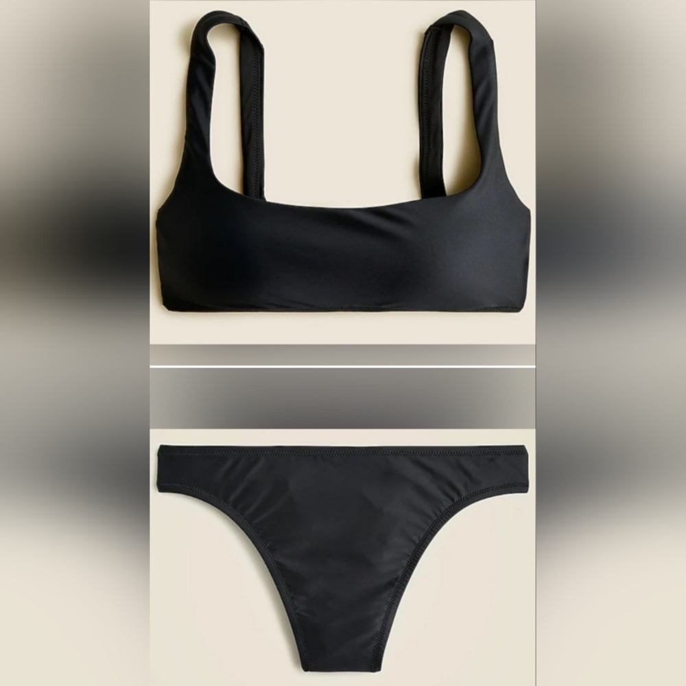 XXL/XXL J. Crew Swim Squareneck Bikini Top High Rise Cheeky Bikini Set Black